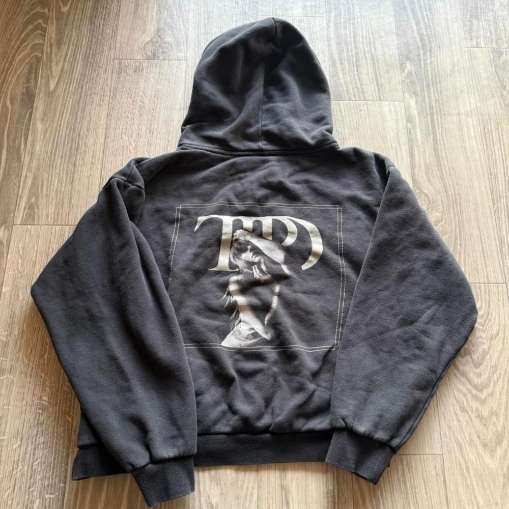 Taylor Swift Hoodie Womens Large Black TTPD Pullover Merch